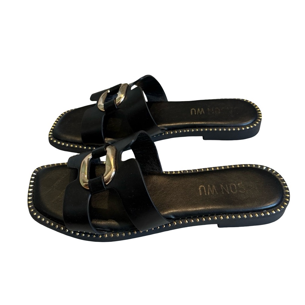 Jason Wu Black Danis Slide Sandals, Sz 7.5 - Picture 5 of 11
